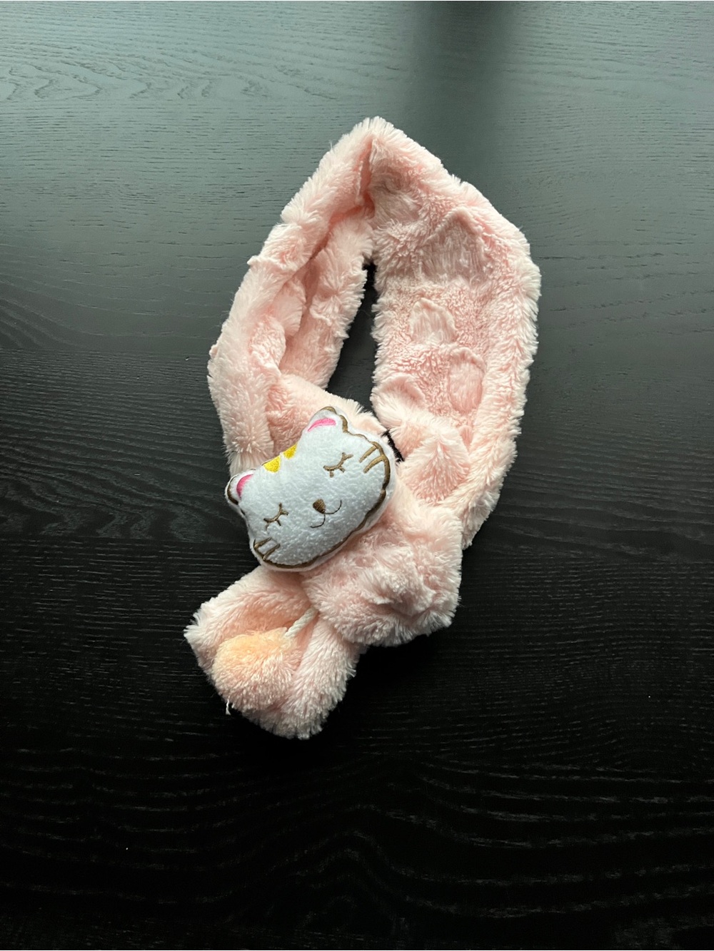 Plush Pink Kitty Headband Scarf for Kids - Soft Cozy Accessory
